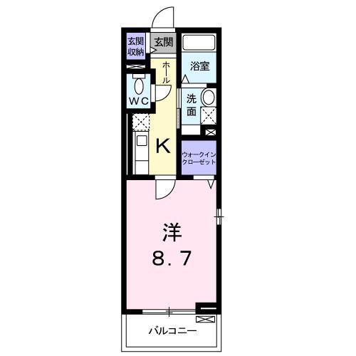 プレジェーネ一津屋(1K/1階)の間取り写真