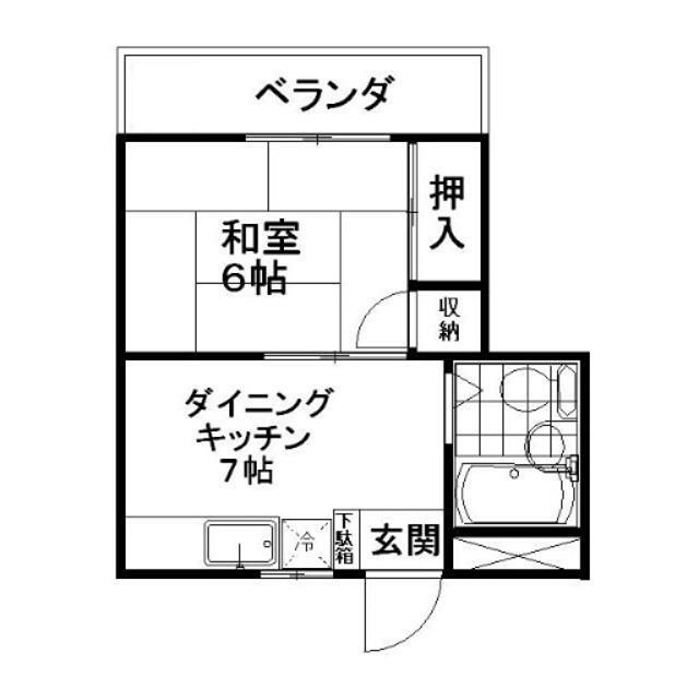 戸部ビル(1DK/3階)の間取り写真