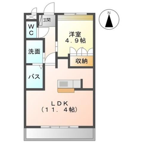 第二かわいちびる(1LDK/3階)の間取り写真