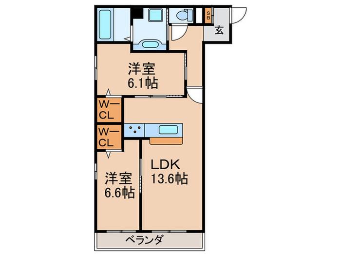 クラシスト今川(2LDK/1階)の間取り写真