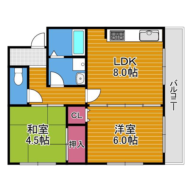 メゾンメイユール(2LDK/1階)の間取り写真