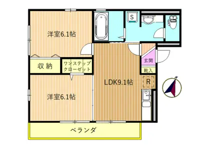 クレシアII(2LDK/2階)の間取り写真