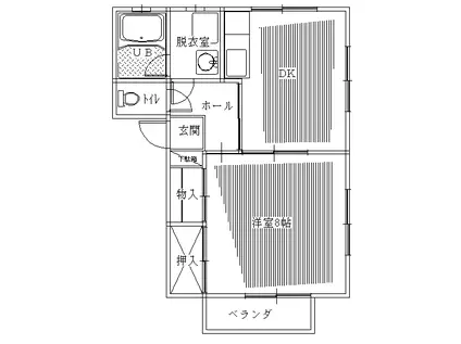 フェリスタス(1DK/1階)の間取り写真