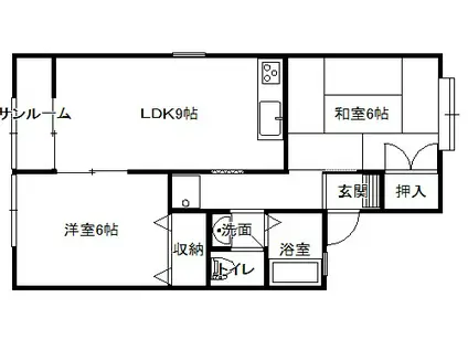 セジュール・ブランシェ(2LDK/2階)の間取り写真