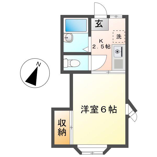 ロマーナ中庄(1K/2階)の間取り写真
