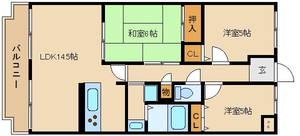アムール新池島(3LDK/2階)の間取り写真