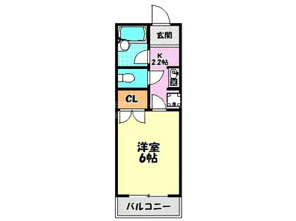 弘成エステートビル(1K/2階)の間取り写真