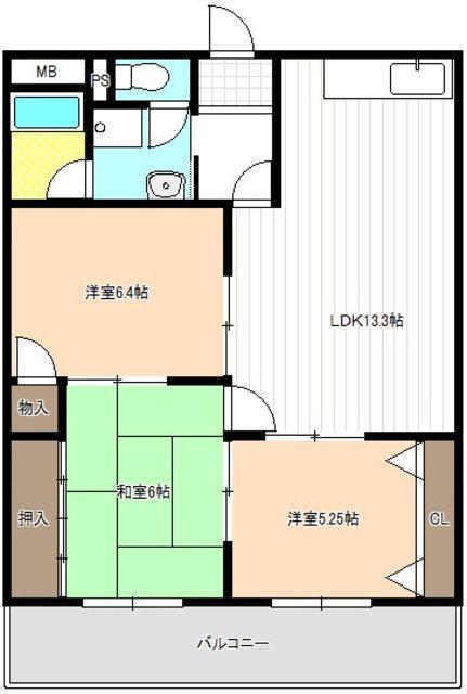 入場ハイツ(3LDK/3階)の間取り写真