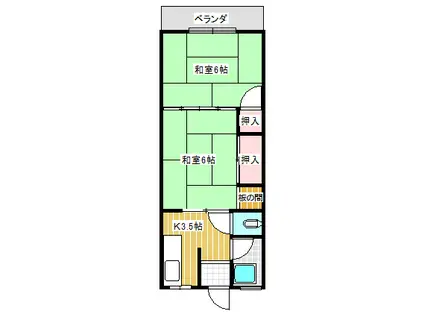 第2山本ビル(2K/3階)の間取り写真