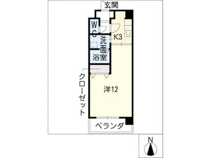 リオン高見(1K/3階)の間取り写真
