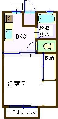グリーンM2(1DK/2階)の間取り写真