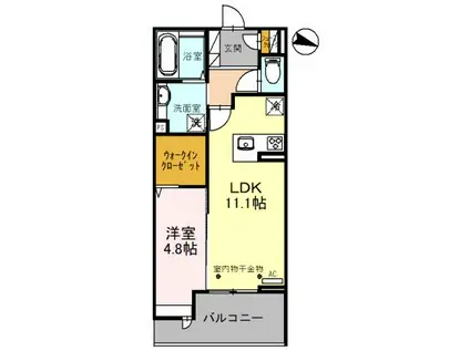 D-レジデンス椿(1LDK/3階)の間取り写真