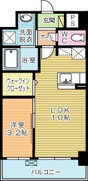 エンラージ・タワー(1LDK/7階)の間取り写真