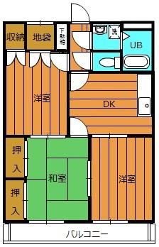 ペガサス緑ヶ丘1号館(3DK/2階)の間取り写真