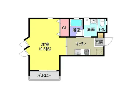 ショゼ大学南(1K/2階)の間取り写真
