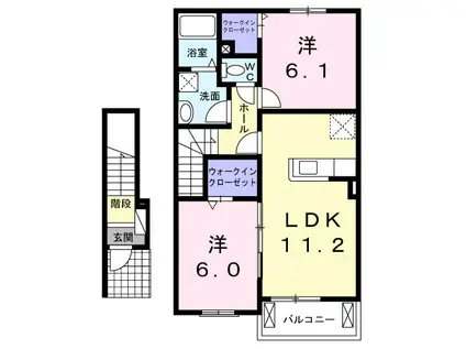 カトレヤ(2LDK/2階)の間取り写真