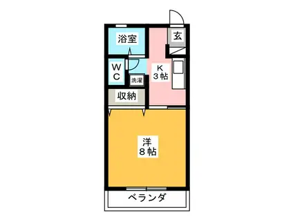 ロイヤルはまゆう(1K/1階)の間取り写真