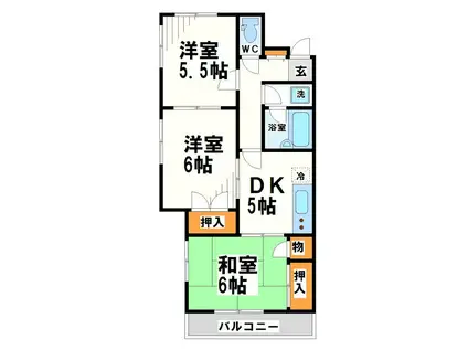 エステート武蔵野(3DK/4階)の間取り写真