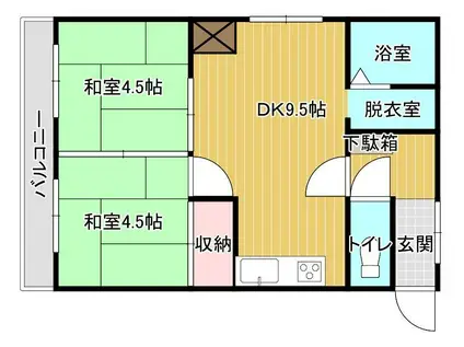 リベラハイツ(2DK/1階)の間取り写真