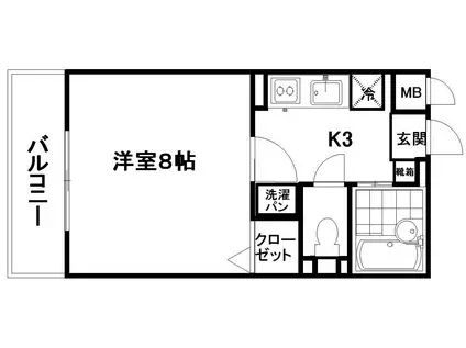 ピアレス七隈(1SK/3階)の間取り写真