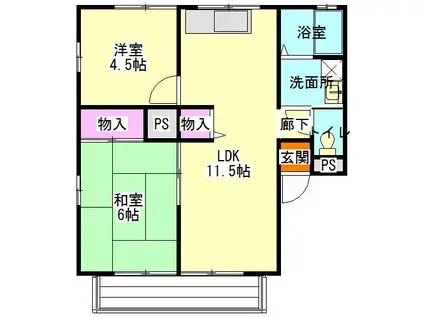 レトア中村A(2LDK/2階)の間取り写真
