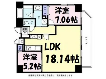 KDX泉レジデンス(2LDK/6階)の間取り写真