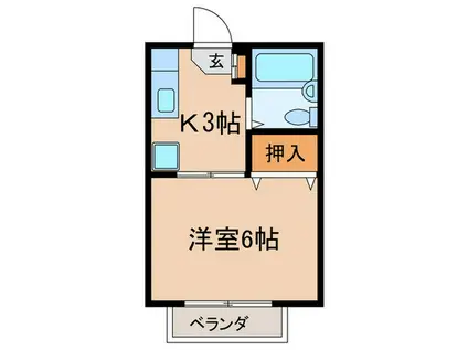 ソワサントヨコヤマ(1K/2階)の間取り写真
