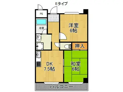 クレスト塚西(2DK/1階)の間取り写真