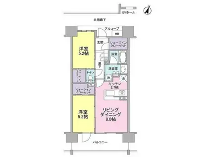 リビオレゾン梅田カサーレ(2LDK/14階)の間取り写真