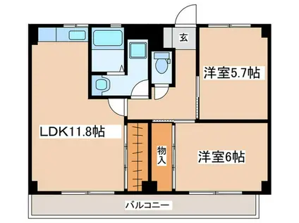 北茅ヶ崎アパートメント7号棟(2LDK/4階)の間取り写真