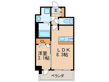 プレサンスSAKAEフロント(1LDK/14階)の間取り写真