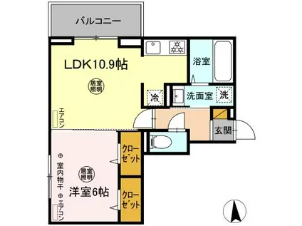 北松戸PJ(1LDK/2階)の間取り写真