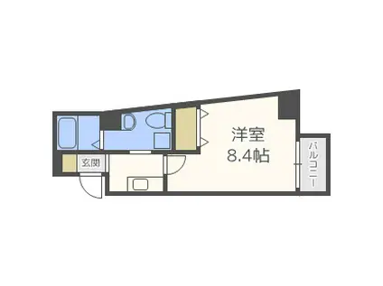 メインステージ西天満T`SSQUARE(1K/11階)の間取り写真