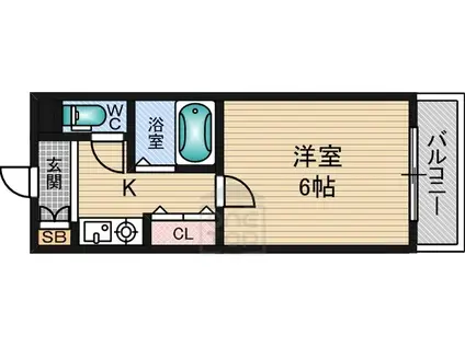 フェニックス豊津(1K/1階)の間取り写真