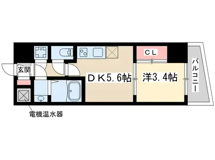 セレニテ新大阪カルム(1DK/14階)の間取り写真