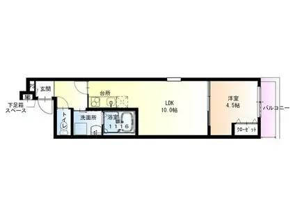 フジパレス弥刀I番館(1LDK/1階)の間取り写真