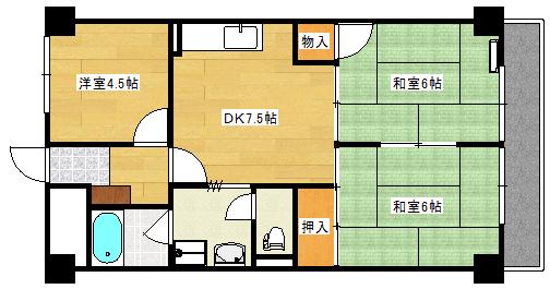 リラティブ古江(3DK/4階)の間取り写真