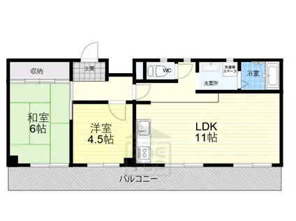 コンプリーションⅡ(2LDK/3階)の間取り写真