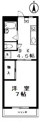 パレドール2(1DK/2階)の間取り写真