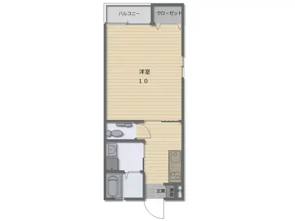 ウエストリバー(1K/2階)の間取り写真