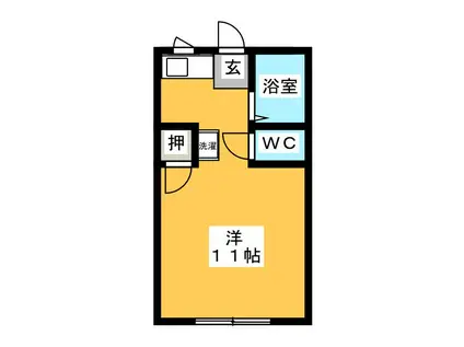 ハイムパシフィック B棟(ワンルーム/2階)の間取り写真