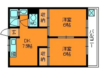宮前マンション(2DK/2階)の間取り写真