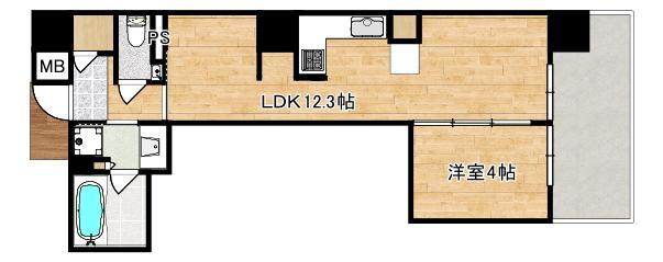 イニシア横浜桜木町(1LDK/10階)の間取り写真
