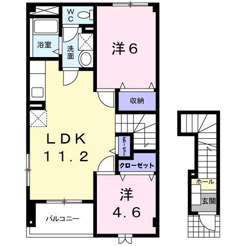 アルコバレーノB(2LDK/2階)の間取り写真