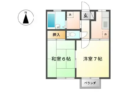 テンダーMI(2K/2階)の間取り写真