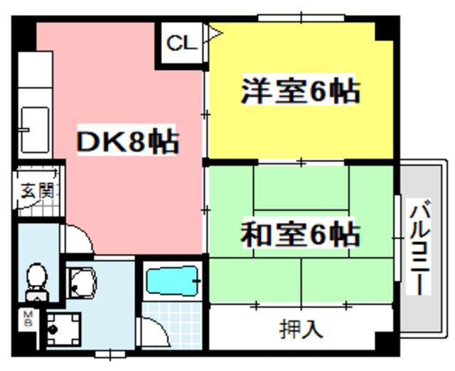 メゾン寺田(2DK/3階)の間取り写真