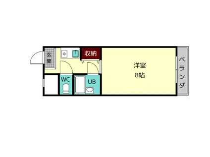 メゾン大和東生駒(ワンルーム/1階)の間取り写真