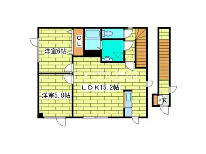 プラウド21(2LDK/2階)の間取り写真