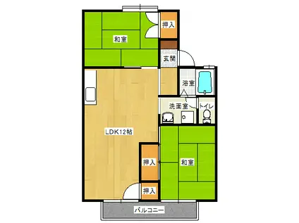 ビューラー花高松(2LDK/2階)の間取り写真