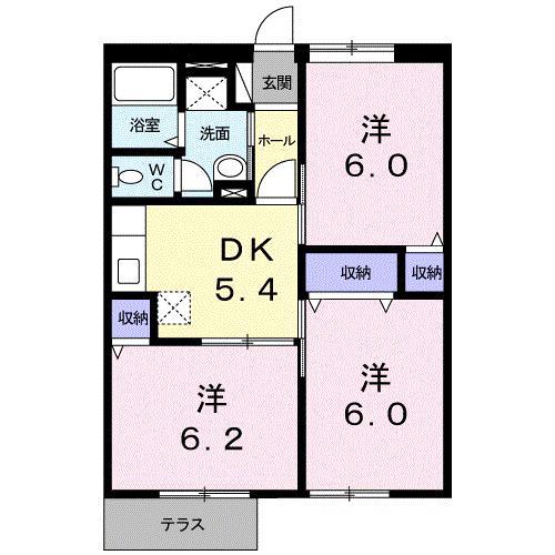 レジュール木船1・2(3DK/1階)の間取り写真
